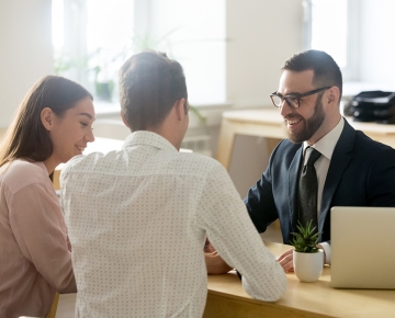 Business owners meeting with a representative